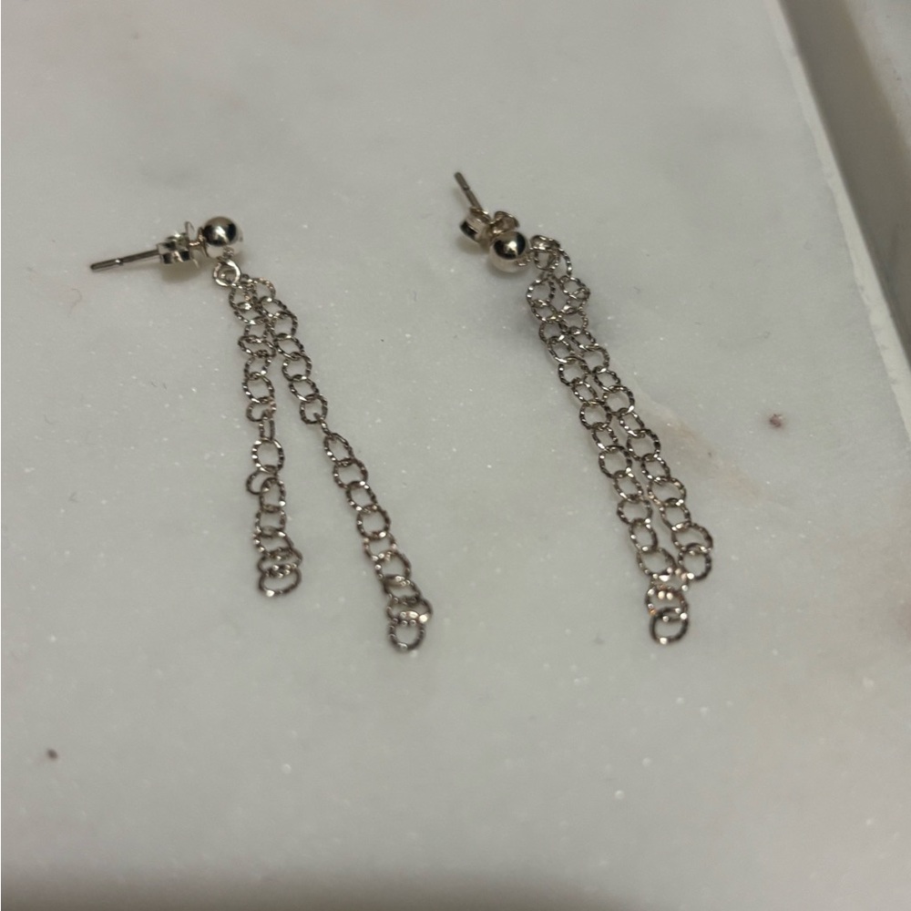 Elegant Silver Chain Drop Earrings